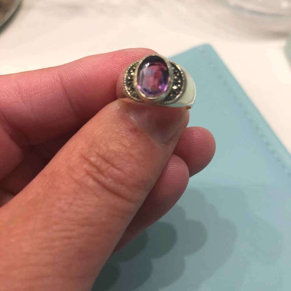 Sterling silver and amethyst ring.